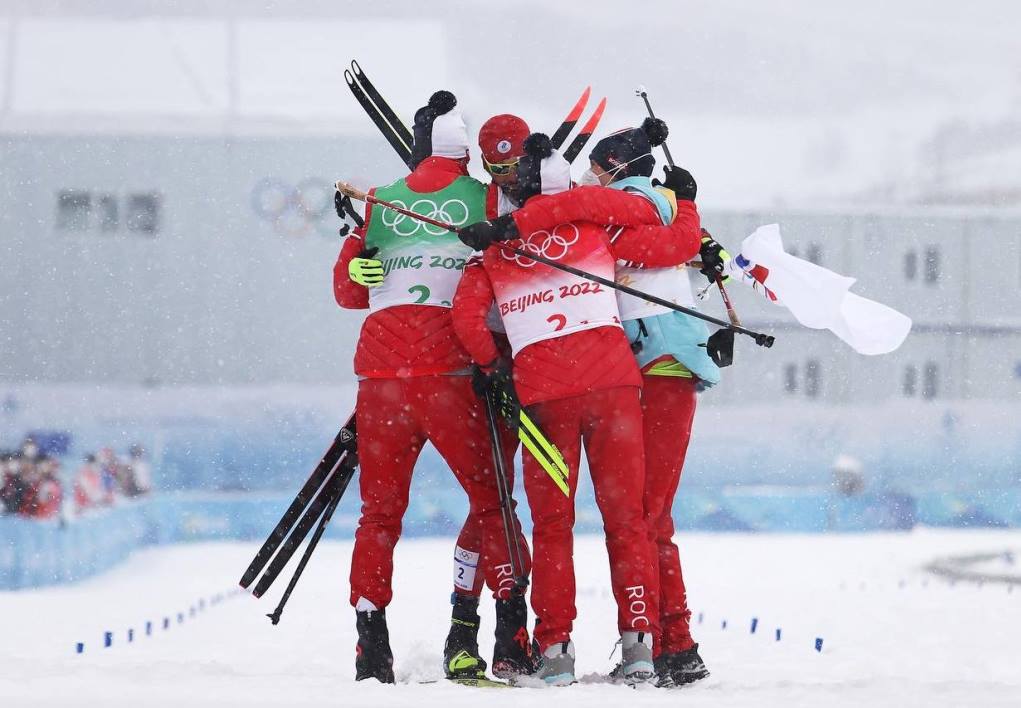 Aleksandr Bolshunov and Aleksey Chervotkin Olympic Relay Champions